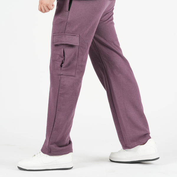 Mauve Pink Winter Wide Leg Cargo Trousers