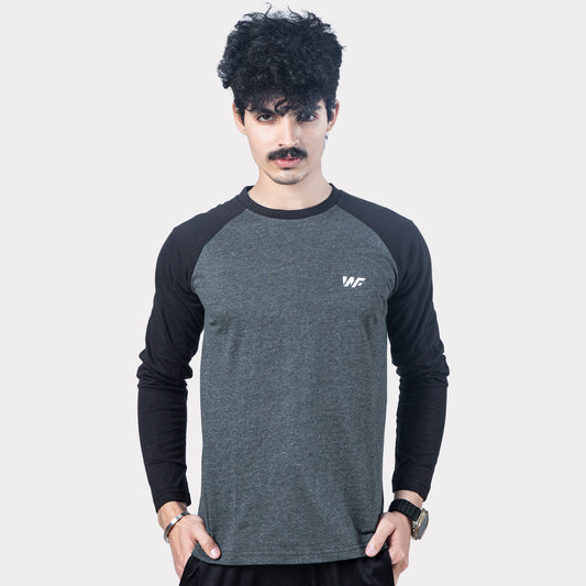 Gray  Melange & Black Raglan