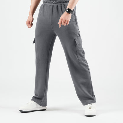 Smokey Grey Wide Leg Cargo Trousers