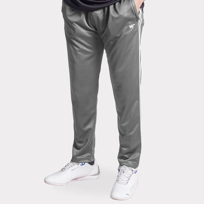 Gray  Interlock Quick Dry Bottoms With Two White Stripes