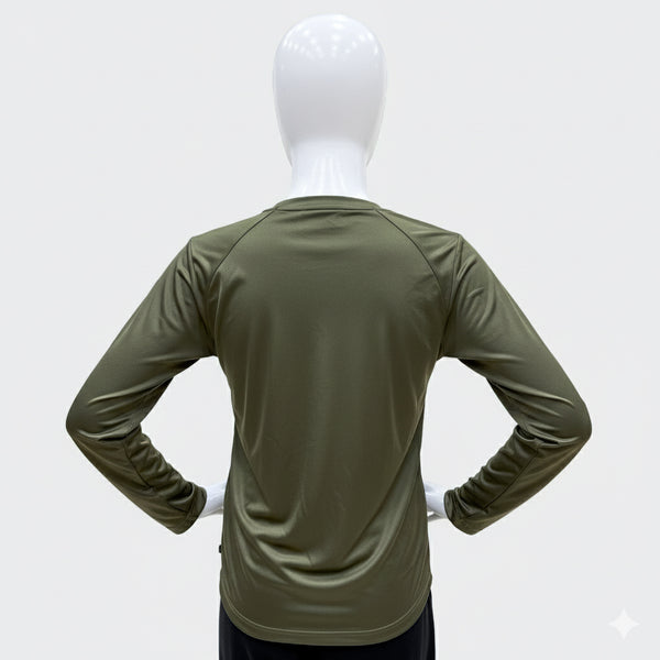 Wear To Fit Olive Green Quick Dry Full Sleeves T-Shirt