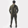 Olive Green Tracksuit With Three White Stripes