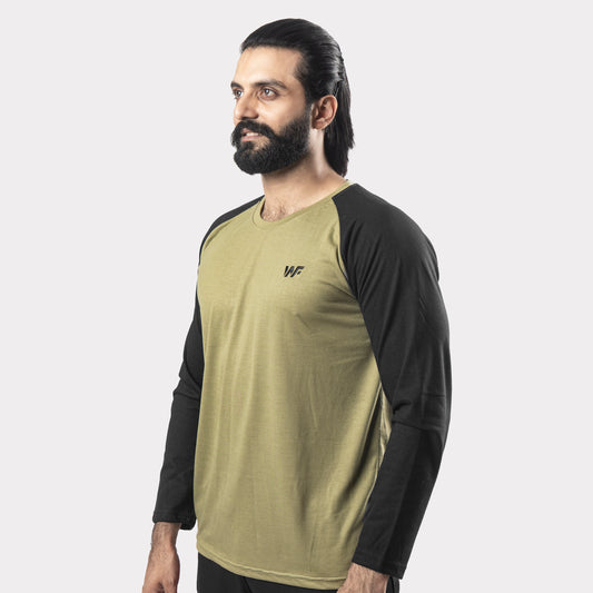 Olive and black Raglan