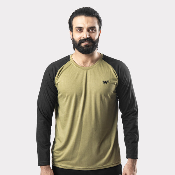 Olive and black Raglan