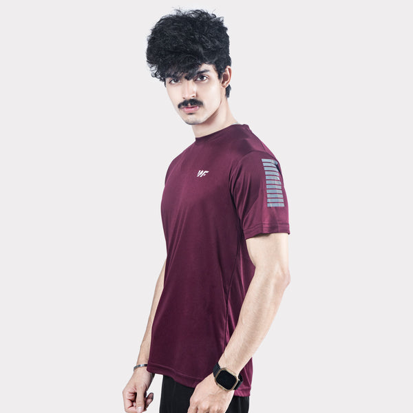 Maroon Quick Dry T-Shirt with Shoulder reflectors