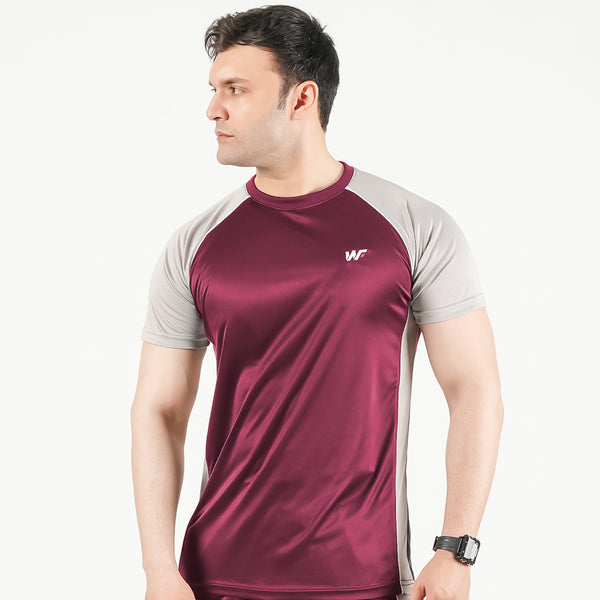 Maroon and Silver Raglan Tshirt