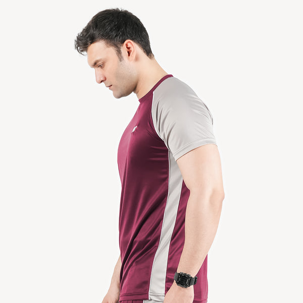 Maroon and Silver Raglan Tshirt