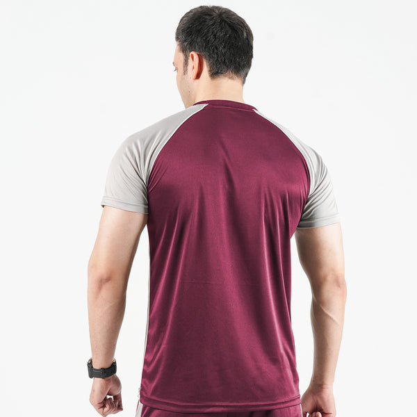 Maroon and Silver Raglan Tshirt
