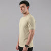 Beige Ribbed Crew Neck T shirt
