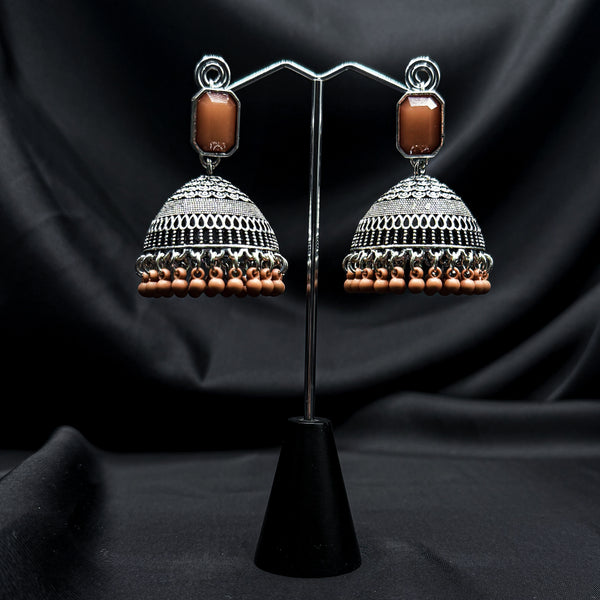 Brown Stone Traditional Jhumkas