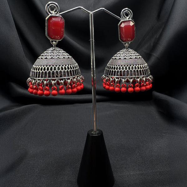 Red Stone traditional Jhumkas
