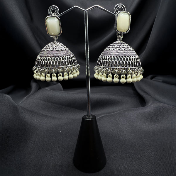 Beige Stone Traditional jhumkas