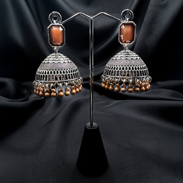Brown Stone Traditional Jhumkas