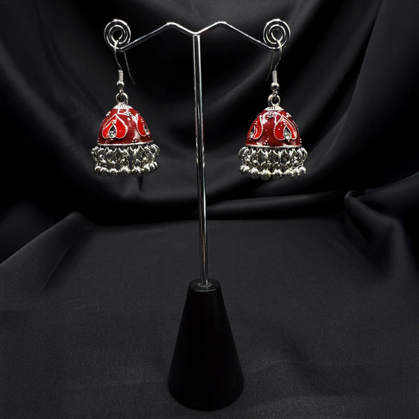 Oxidized Maroon Bell Jhumki