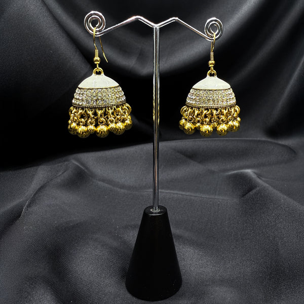 White Enamal Jhumka