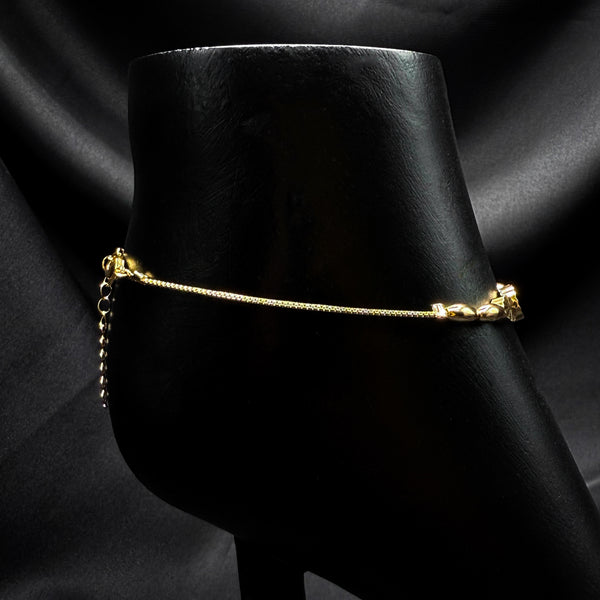gold-toned Anklet with circular cut beads