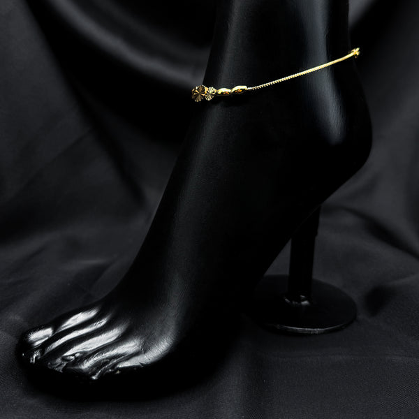 gold-toned Anklet with circular cut beads