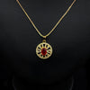 Gold Plated Pendant Necklace With Red Gemstone