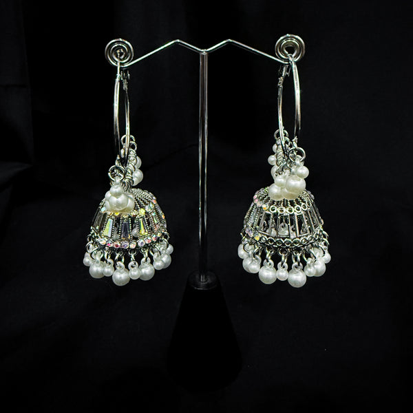 Multi Toned Bali Jhumka Earings with Pearls