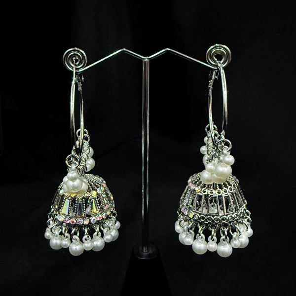 Multi Toned Bali Jhumka Earings with Pearls