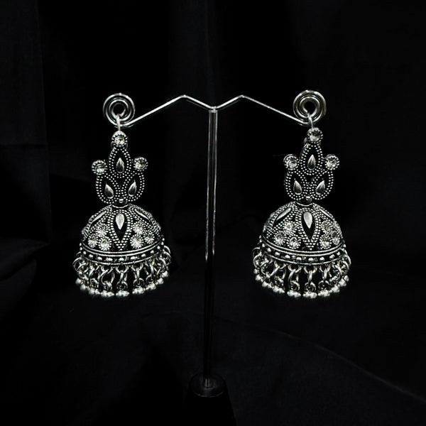 Silver Jhumka Earings With Bell Shaped