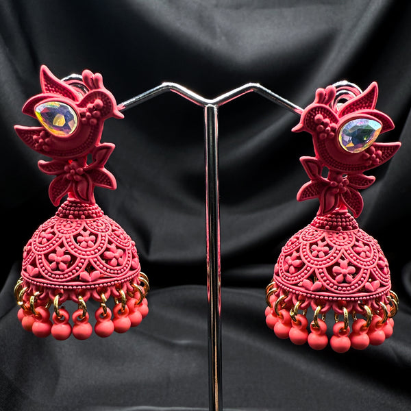 Handcrafted Floren Pink Jhumkas