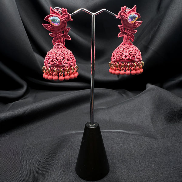 Handcrafted Floren Pink Jhumkas