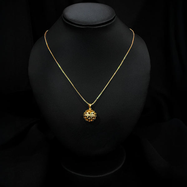 Gold Ball Necklace With Heart Pattern