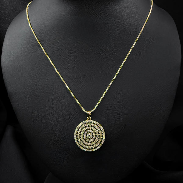 Gold Circular Pave Necklace