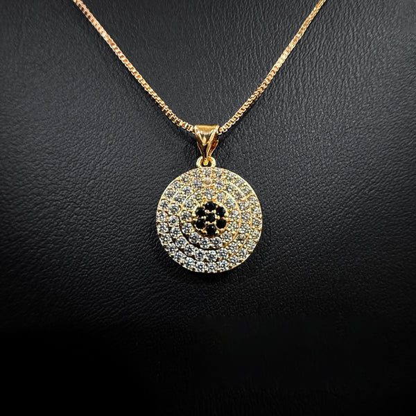 Gold Tone Necklace With Black And White Stone