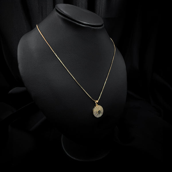 Gold Tone Necklace With Black And White Stone