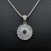 Silver Daisy Flower Necklace With Stones