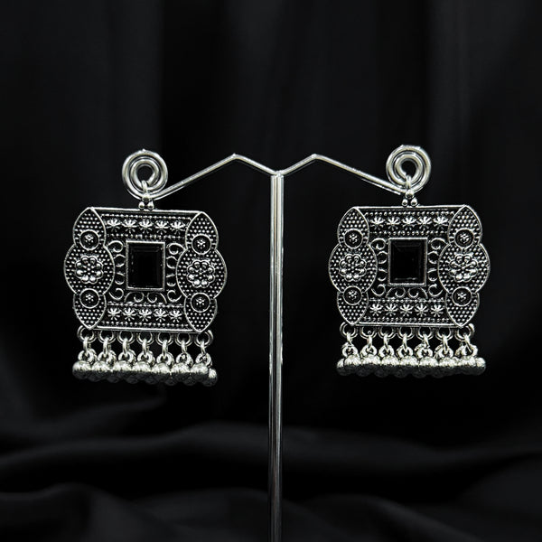 Silver Ethnic Set With Black Stone