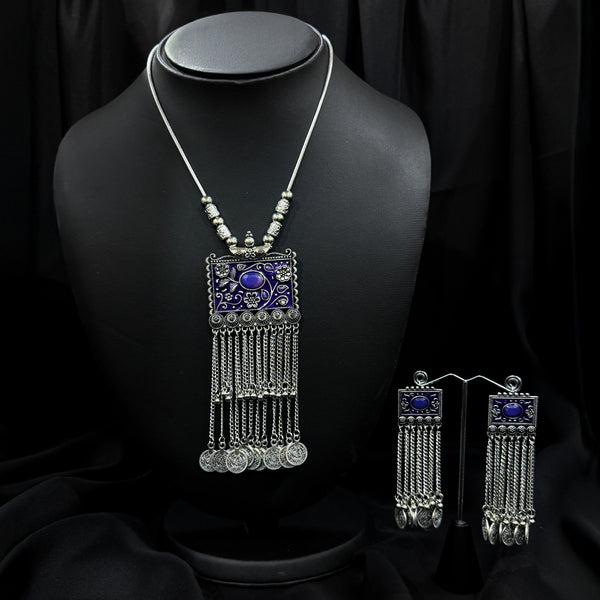 Torkoman Jerman Silver Necklace With Blue Accents