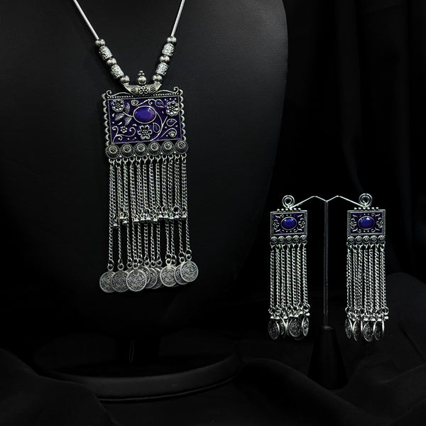 Torkoman Jerman Silver Necklace With Blue Accents