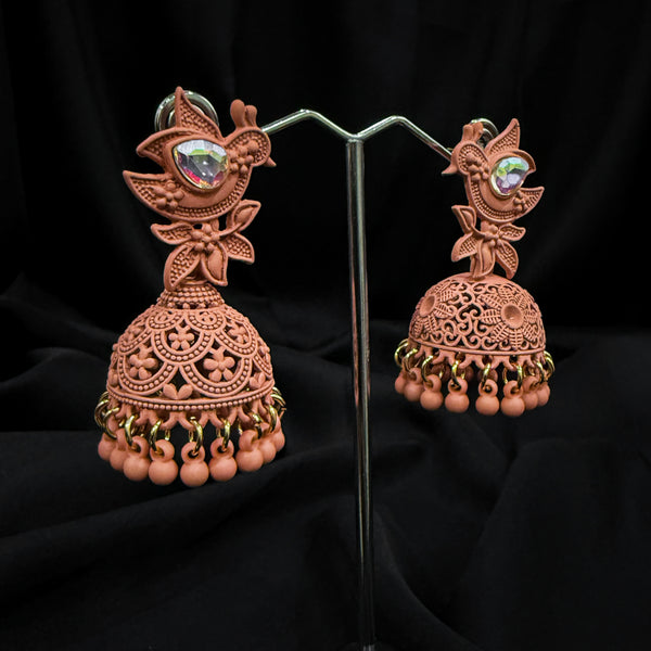 Handcrafted Peach Jhumkas