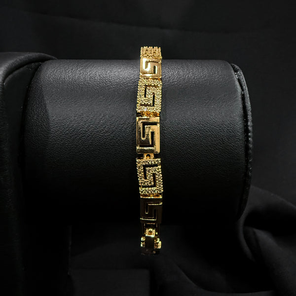 Gold Tone Greek Key Pattern Bracelet