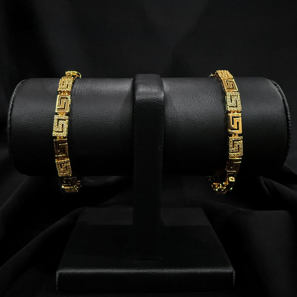 Gold Tone Greek Key Pattern Bracelet