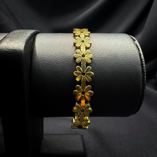 Stainless Steel Daisy & Zirconia bracelet