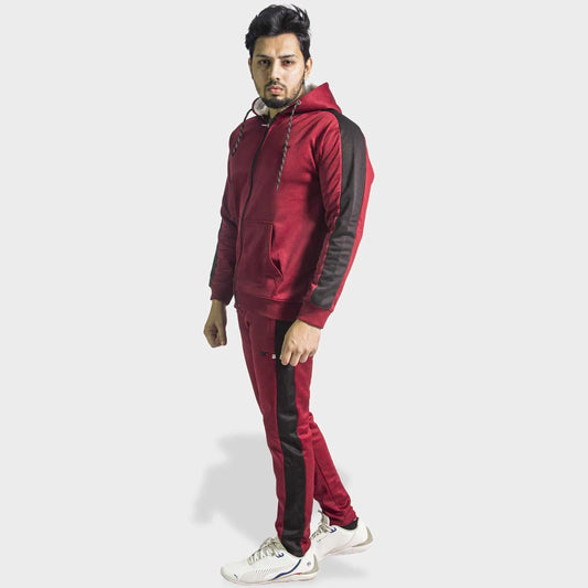 Maroon Tracksuit with Black Panels