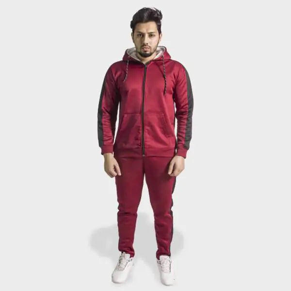 Maroon Tracksuit with Black Panels