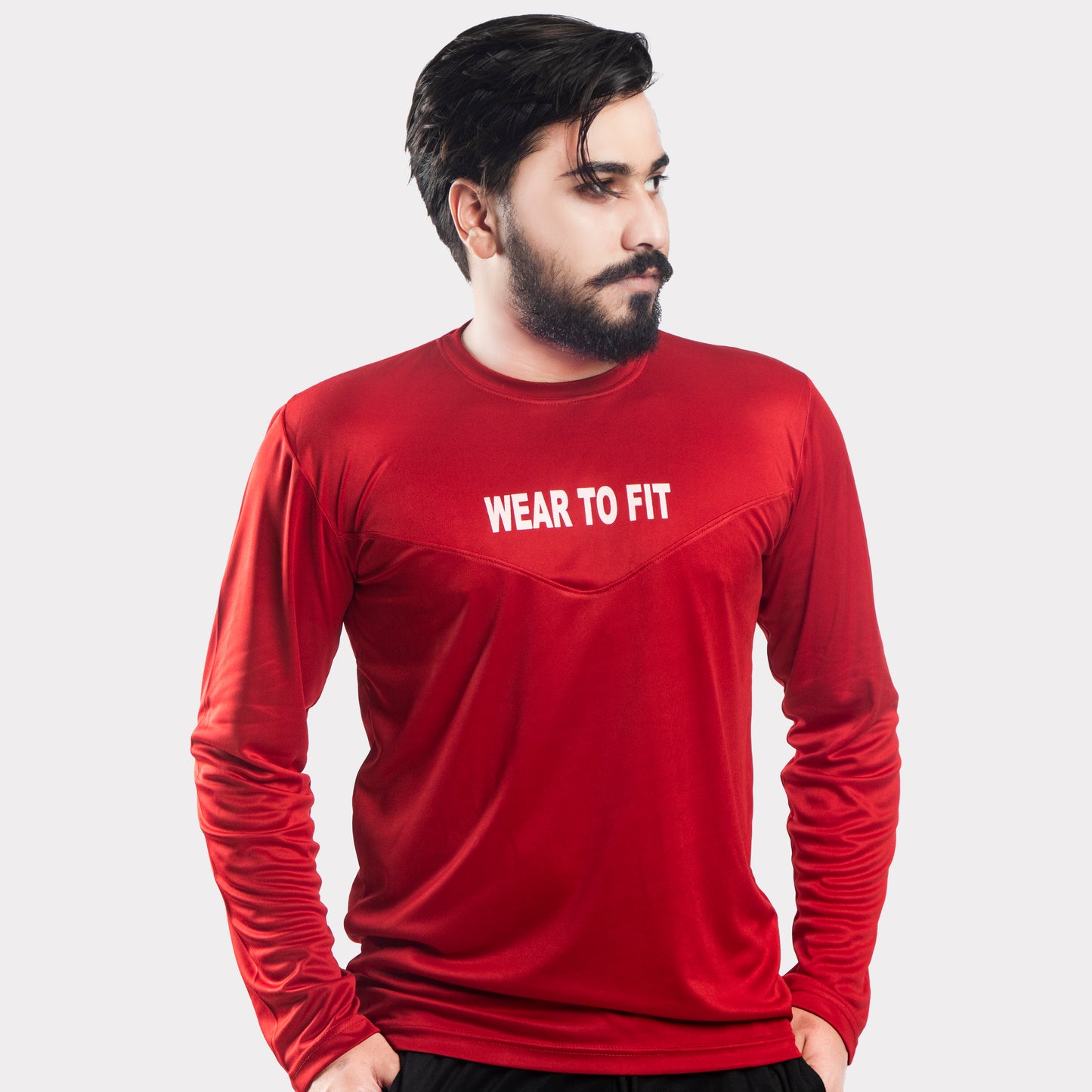 Wear To Fit Red Quick Dry Full Sleeves T-Shirt