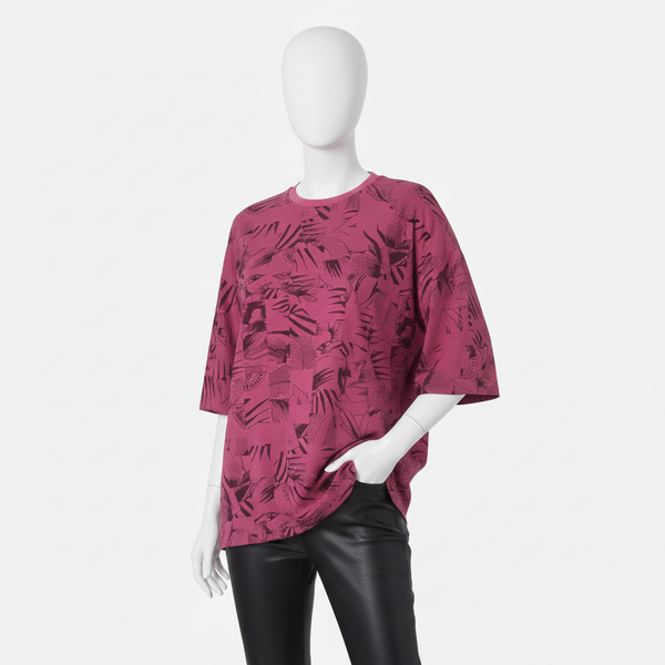 Magenta Leaf Print tshirt