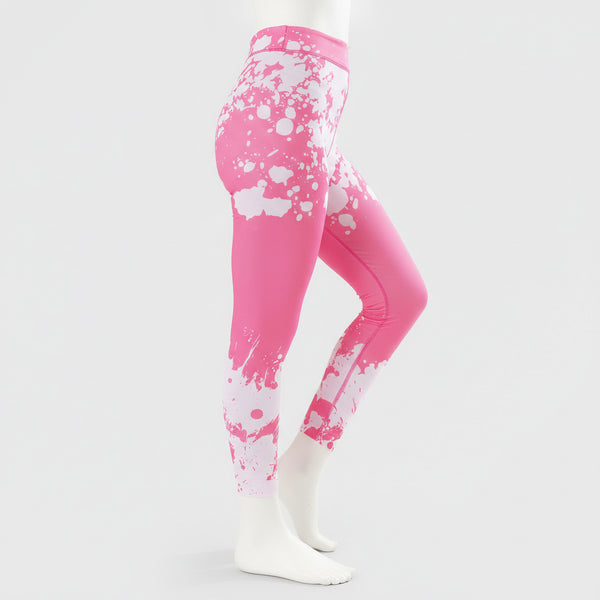 Neon pink and white pattern leggings