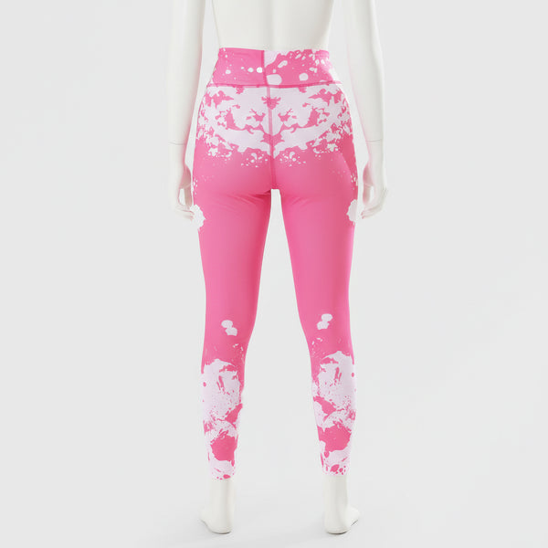 Neon pink and white pattern leggings