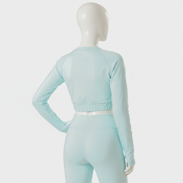 Aqua Full sleeve Cropped Top