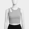 Light Grey Ribbed Cut-Out Crop Top