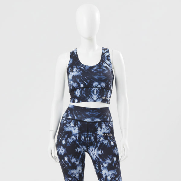 Blue tie-dye crop tank Top