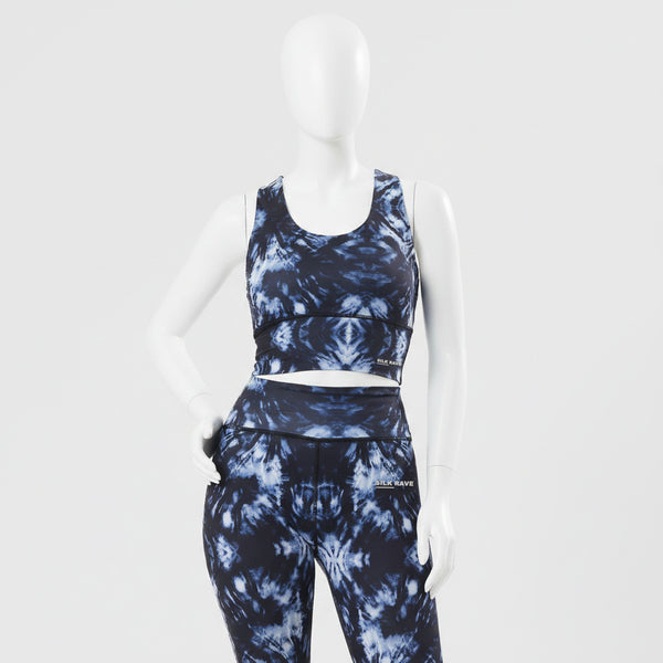 Blue tie-dye crop tank Top