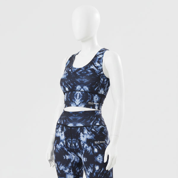 Blue tie-dye crop tank Top